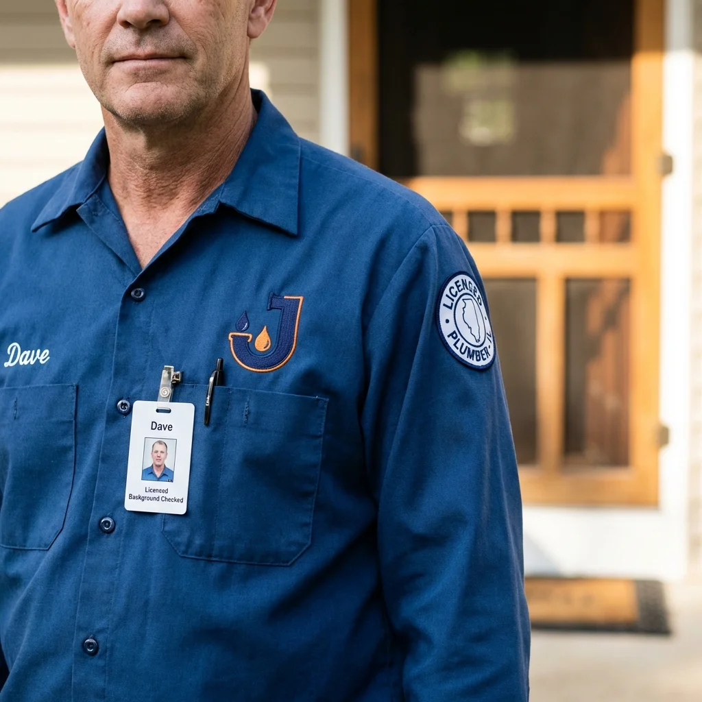 Licensed plumber showing ID badge in Kodiak, AK