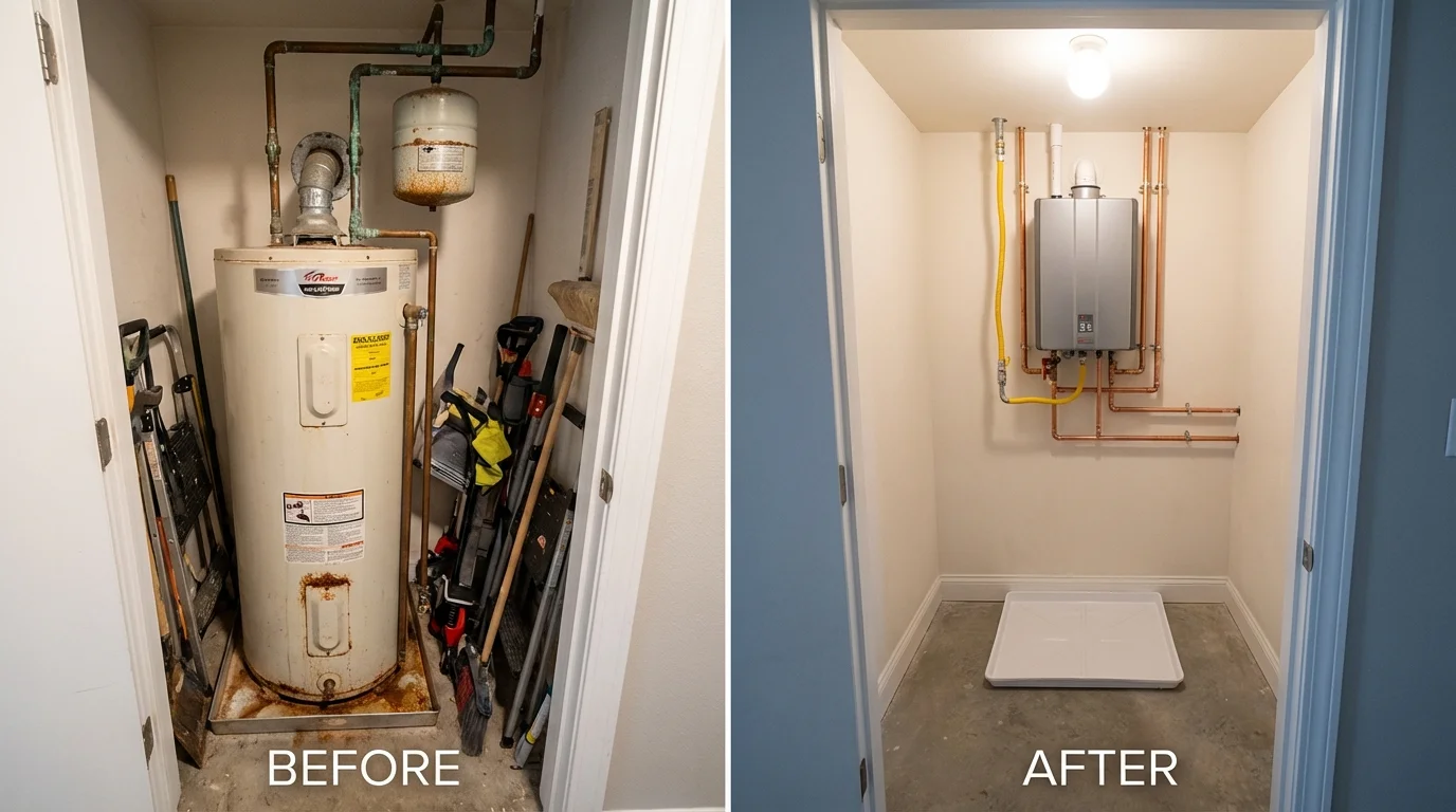Tank water heater versus wall-mounted tankless unit comparison for Kodiak, AK homeowners